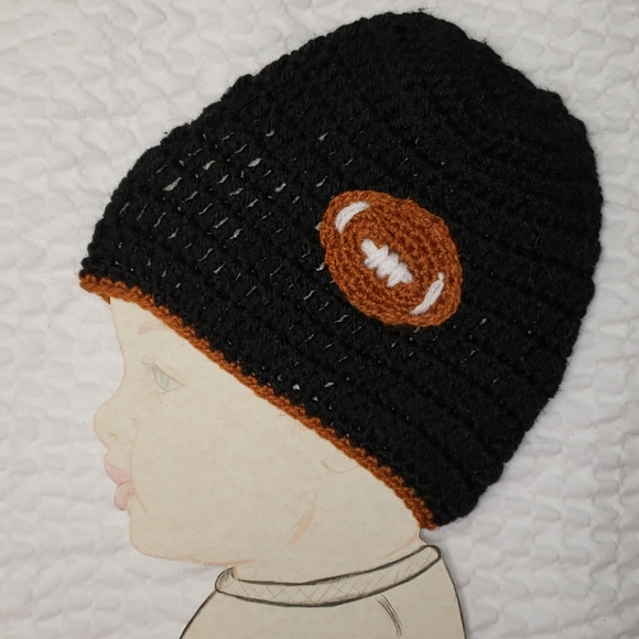 Handmade Football Hat. Sports. Crochet Beanie - Picture 2 of 5